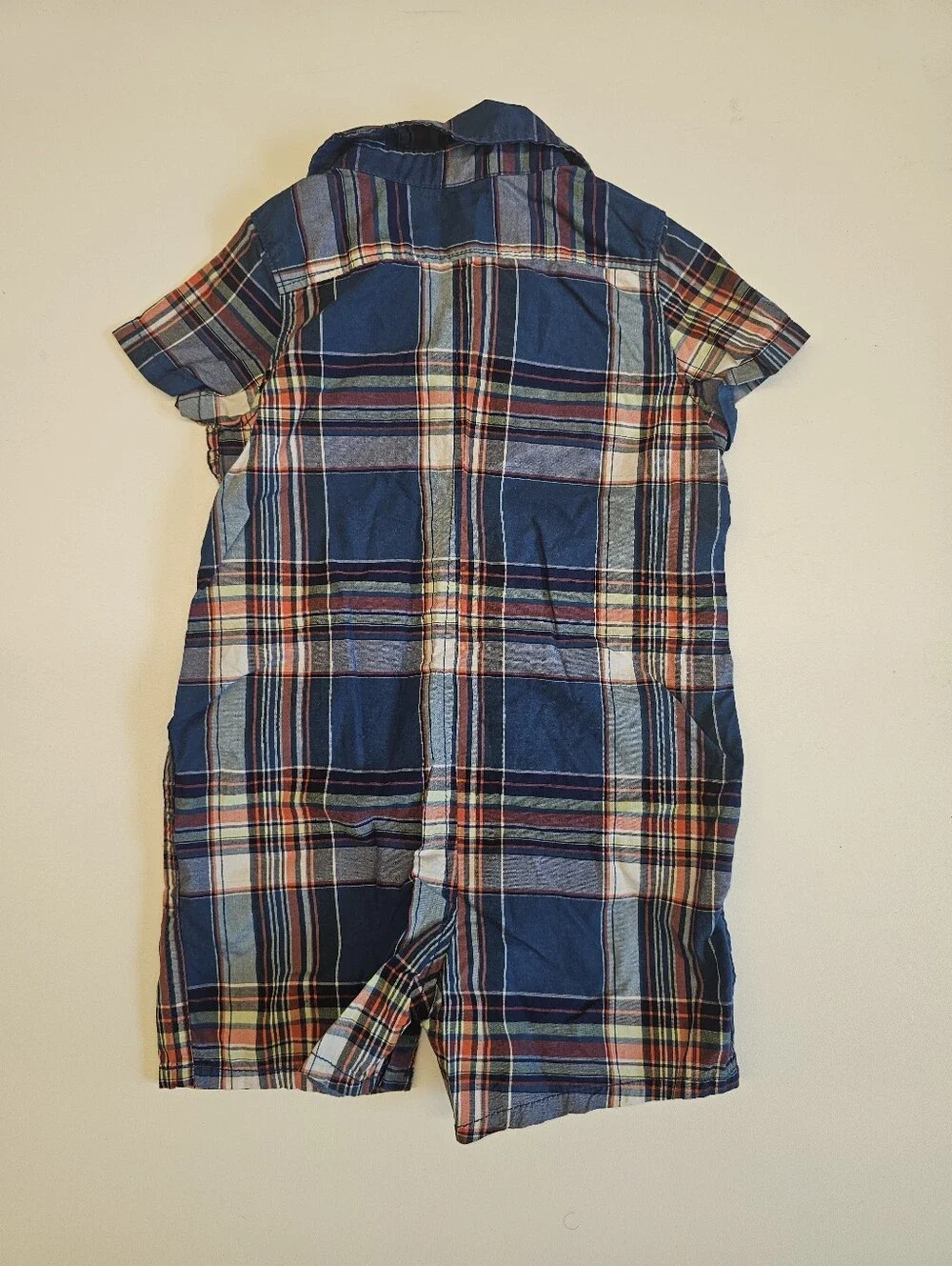 NWOT | 12–18 Months | babyGap Navy Multicolor Plaid Shortall Romper